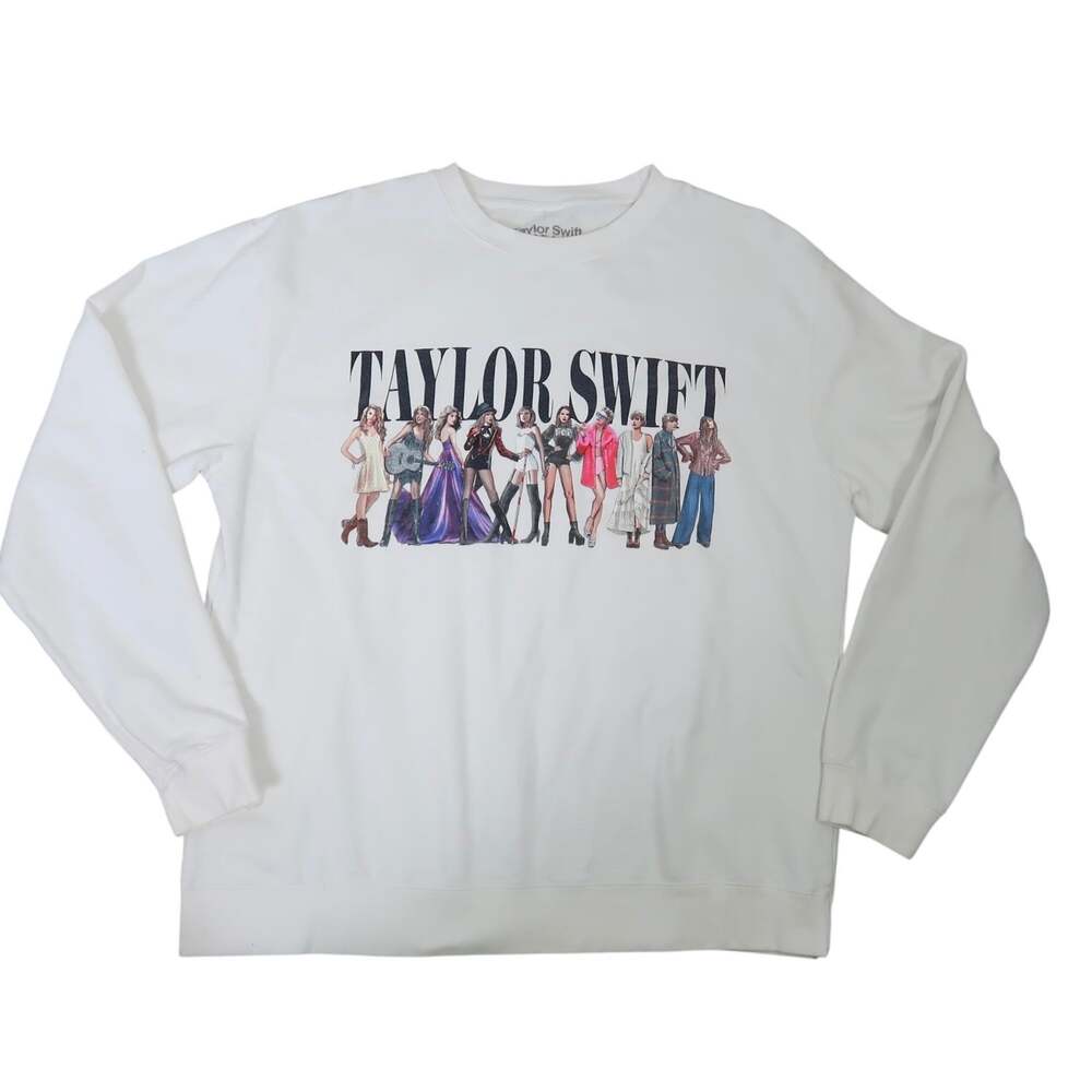 Taylor Swift Midnights Eras Tour White Graphic Crewneck Sweatshirt L